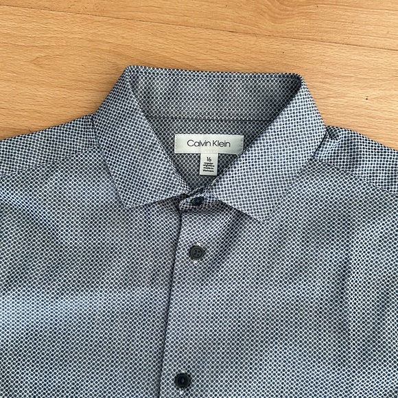 Blue circle print Calvin Klein youth 16 dress shirt - Picture 2 of 6